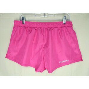 Bebe Running Gym Shorts Pink Women's XL Elastic Waist Lined Vented Polyester EUC